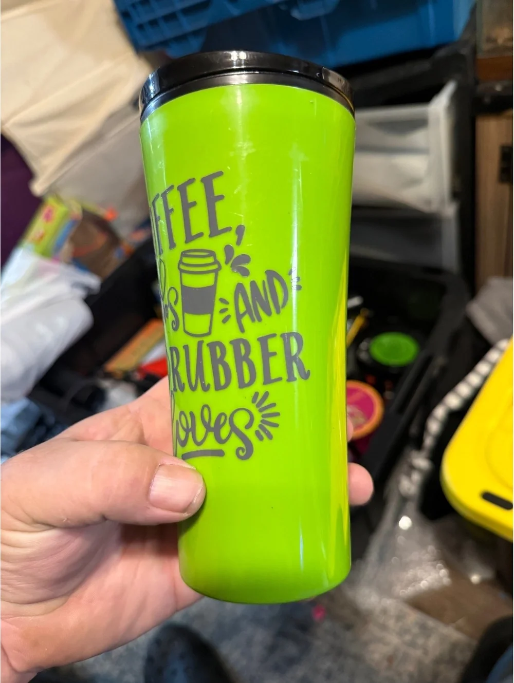 Bright Green Travel Coffee Tumbler with Black Lid